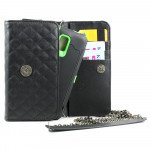 Wholesale Note 4, 3 Universal Quilted Flip Leather Wallet Case w Long Chain (Purple)